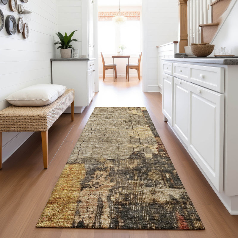 Premium Machine Washable Jessie AMF1201 Abstract Rug, Tapis de couloir 2 pi 3 po x 7 pi 6 po