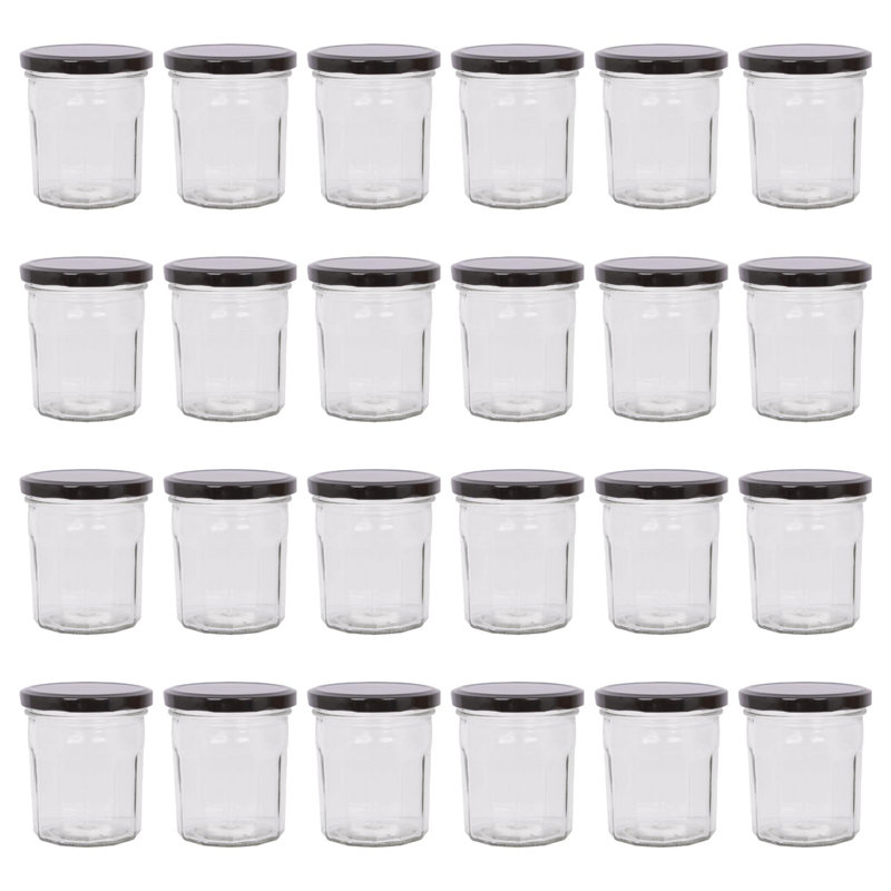 Glass Jar - Set of 24, 250ml, Black