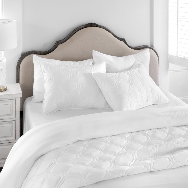 Portia Egyptian Cotton Sateen Solid Colour Sheet Set, Cal.King Sheet Set+Fitted Sheet+2Pillowcases, White