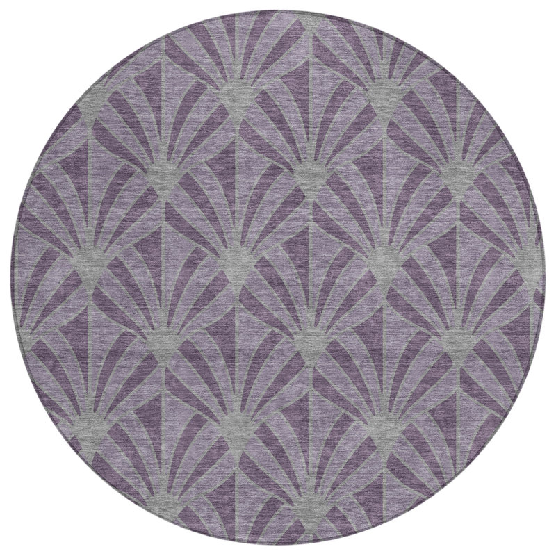 Machine Washable Indoor/Outdoor Lipman ACN2426 Mid-Century Modern Rug, Round 8'