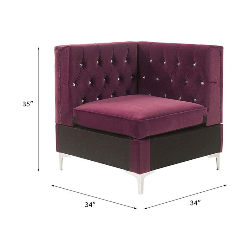 Jaszira modulaire - Wedge, velours bourgogne, Bourgogne