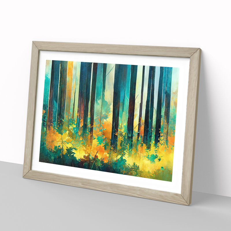 Glowing Abstract Forest 1 Piece Single Picture Frame Wall Art