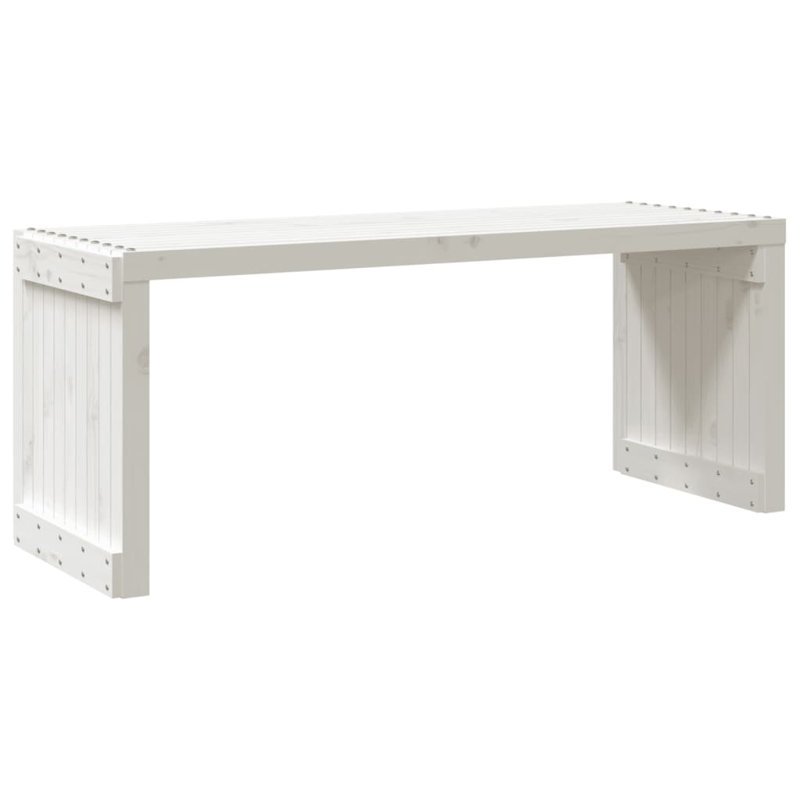 Solid Wood Pine Outdoor Bench, White