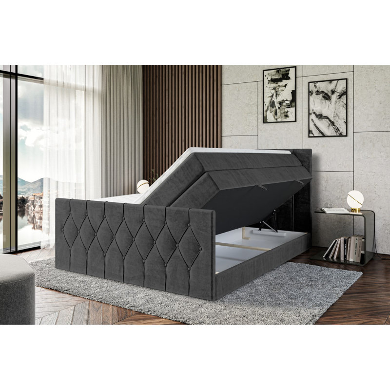 Rylund Pocket Spring Mattress Divan Bed Set, Black, 120cm W x 200cm D