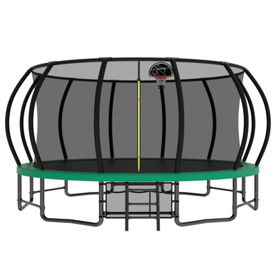 15FT Trampoline with Basketball Hoop - Recreational Trampolines with Ladder ,Shoe Bag and Galvanized Anti-Rust Coating