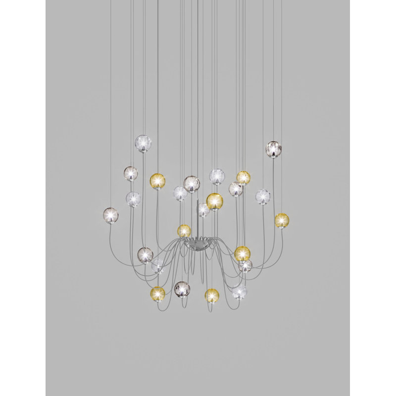 Puppet 24 - Light Chandelier, Amber Transparent;Smoky Transparent;Crystal, Glossy Chrome
