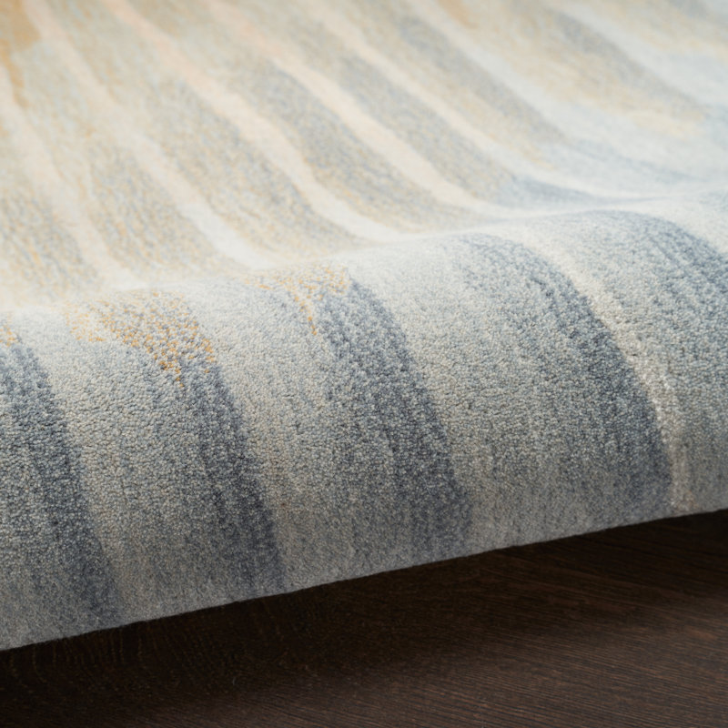 Abstract Hand Tufted Rectangle Viscose Area Rug in Beige, Rectangle 7'9" x 9'9"