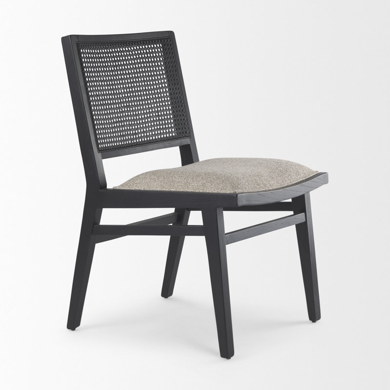 Chaise d'appoint à dossier à lattes Akeda, Beige, Noir
