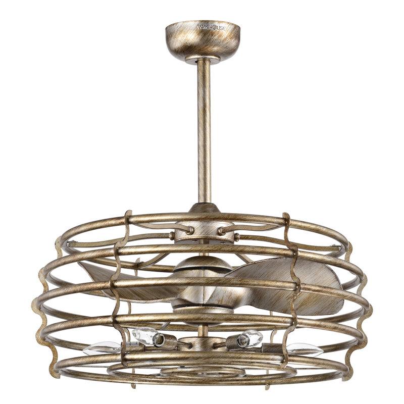 Ventilateur de plafond en cage à 3 pales de 20 po avec télécommande et ensemble d'éclairage inclus