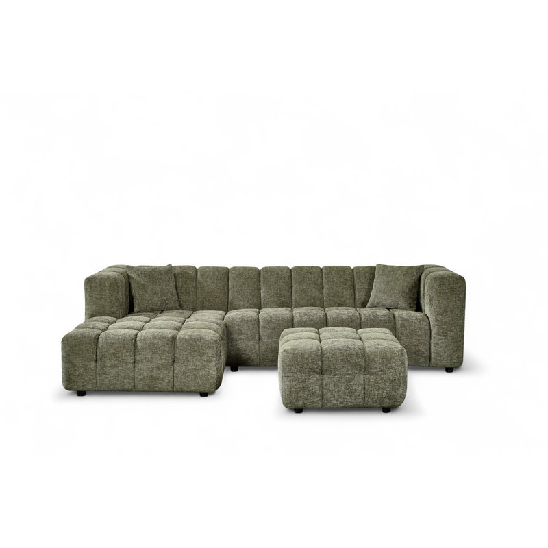 5 Seater Corner Sofa , Green, Left Hand Facing