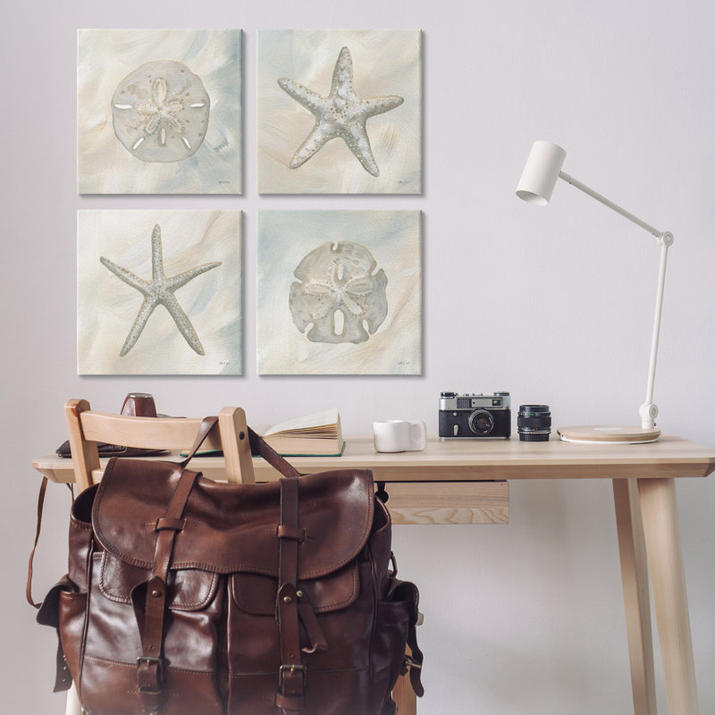 «Neutral Starfish & Sand Dollars», ensemble de 4 impressions sur toile par Yvette St. Amant
