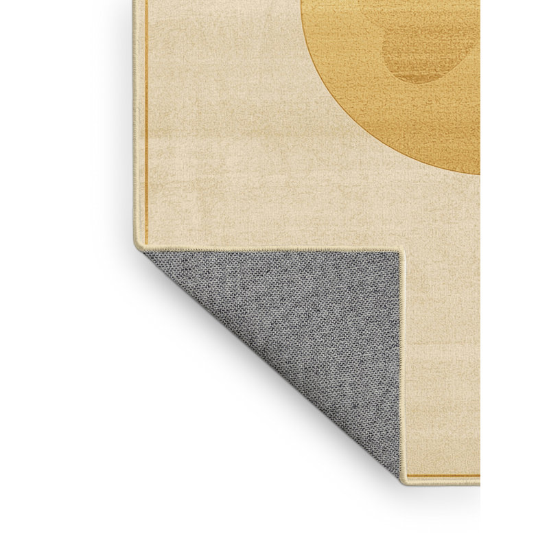 Machine Washable Soho St Patties Modern & Contemporary Abstract Rug in Beige – Yellow Binding, 3x5
