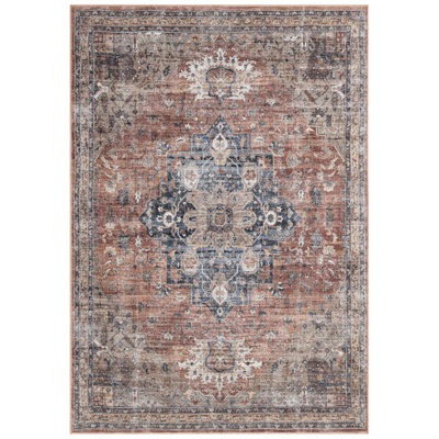 Kuhlman Oriental Machine Washable Rust/Orange Area Rug