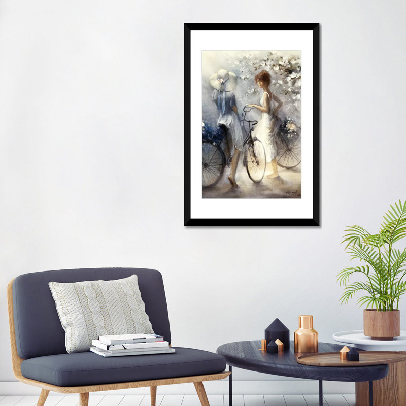 «Spring», reproduction sur toile, H 32 po x l 24 po x P 1 po, Papier beaux-arts encadré noir, Blanc