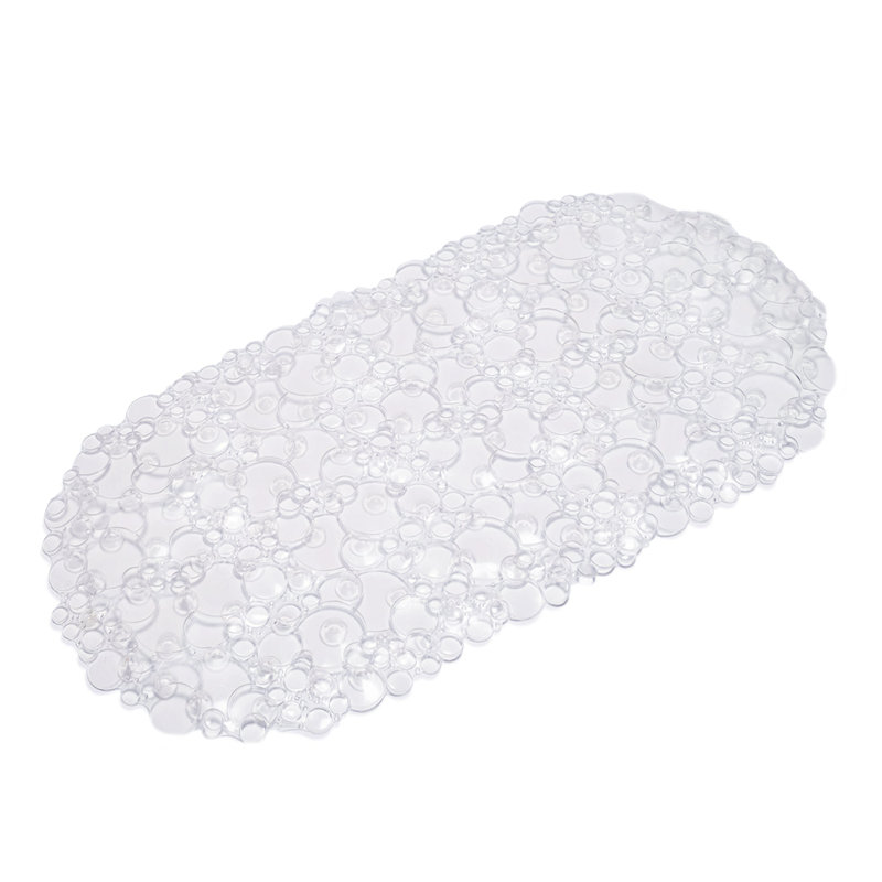 Tapis de douche antidérapant en vinyle avec ventouses Bubbles - 26 po x 14 po, Transparent