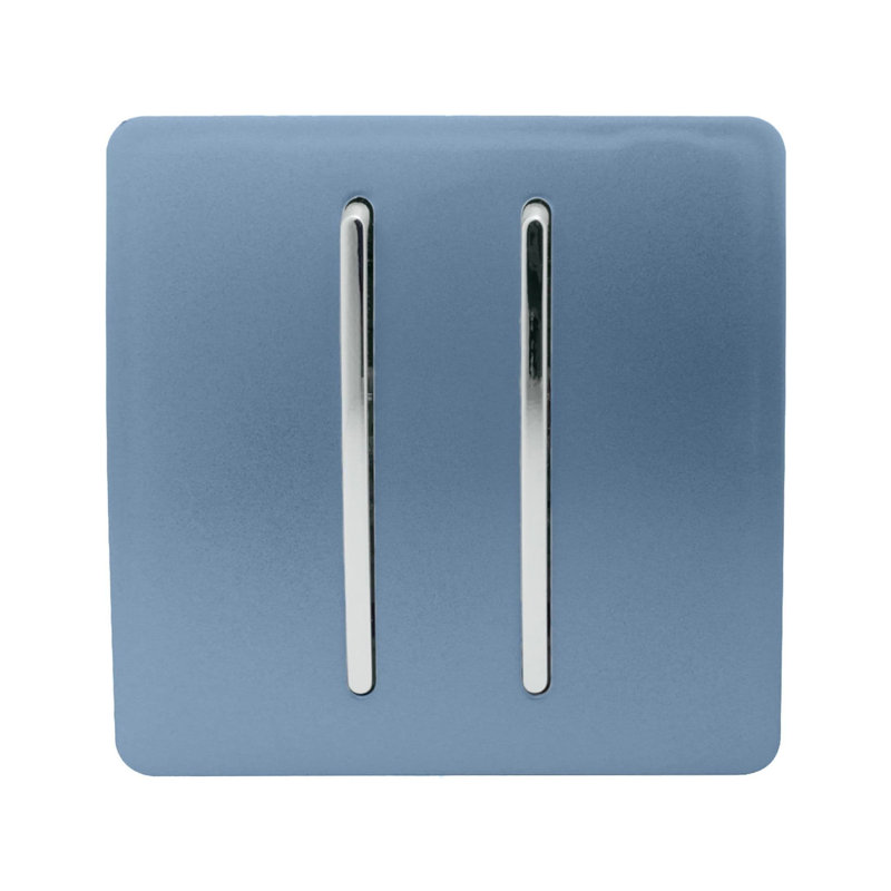 Trendi Switch 2 Gang Retractive Home Automation Switch, Sky