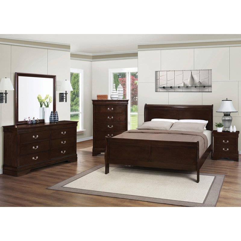 Ensemble de chambre à coucher 5 pièces, Double, Brun