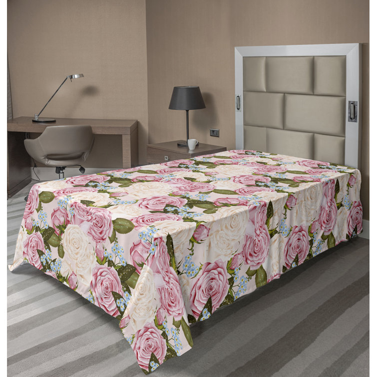 Ambesonne, drap plat floral pivoines, art botanique printanier