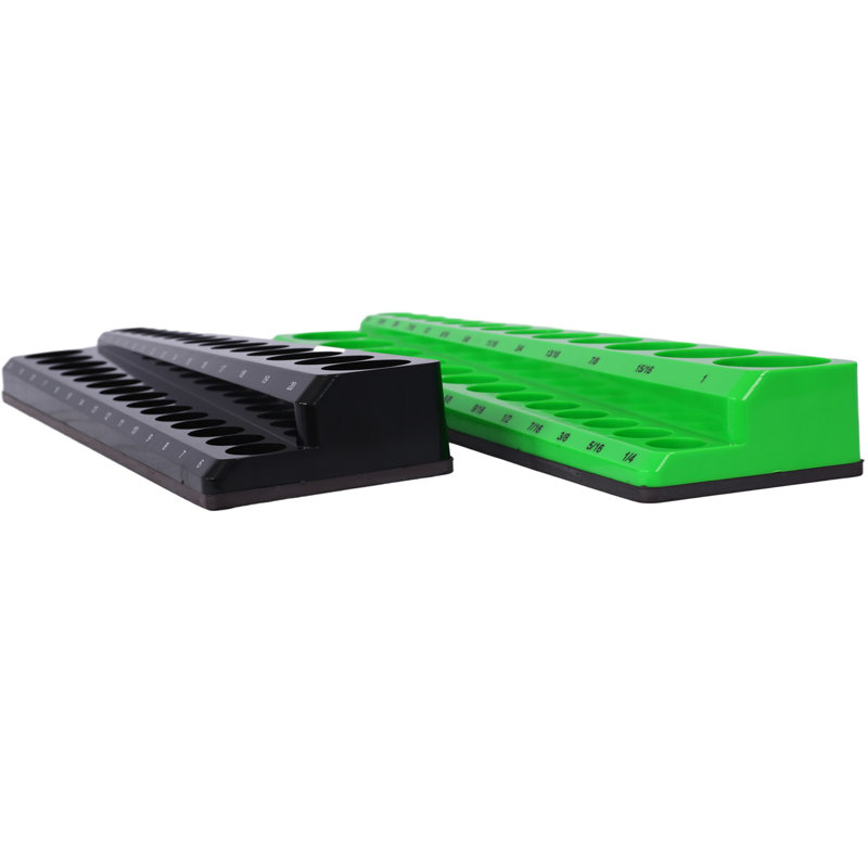 Ensemble organisateur de douilles magnétiques, support de douilles 6 pièces Comprend des plateaux de douilles métriques SAE de 1/4 po, 3/8 po et 1/2 po, peut contenir 141 pièces de douilles de taille standard et profonde (douille non incluse), vert et