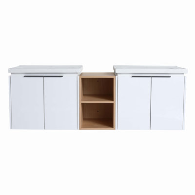 Lenee 59.60'' Double Bathroom Vanity with Manufactured Wood Top