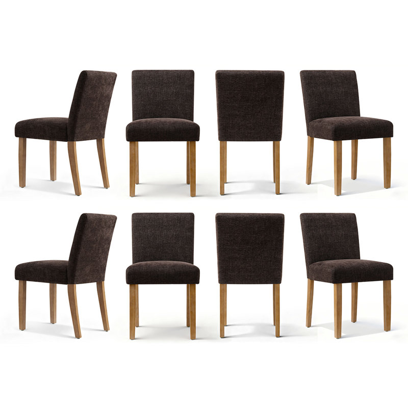 Chaise de salle à manger rembourrée en lin 18,5 po (ensemble de 8), Fabric Brown