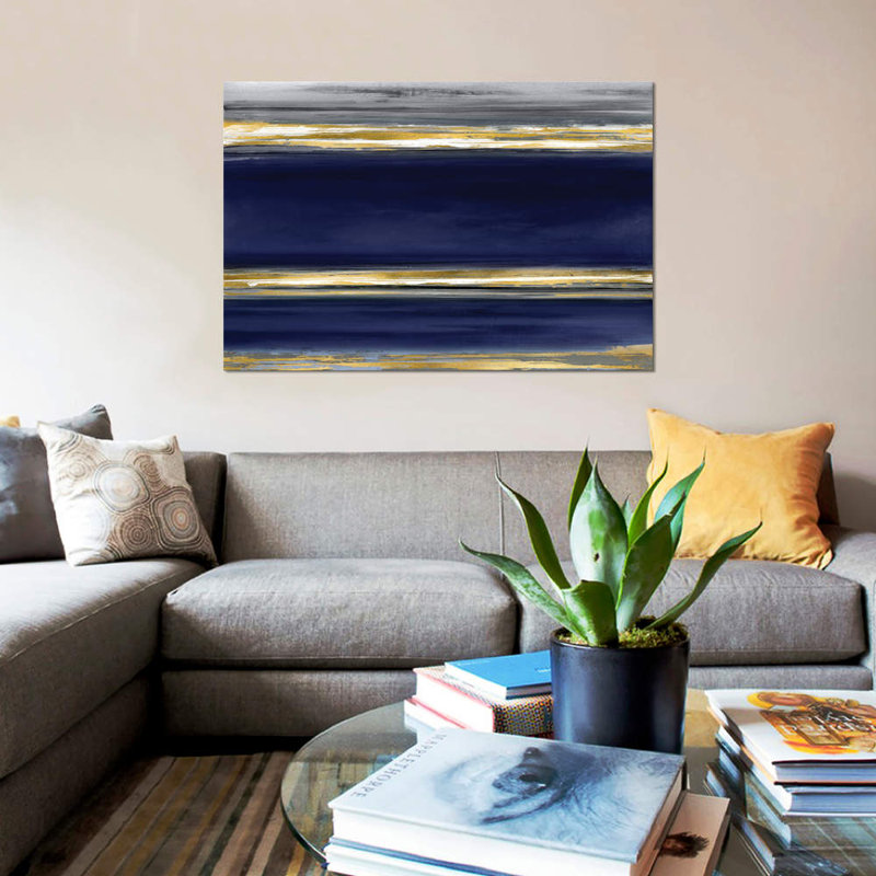 «Parallel Lines on Indigo», impression sur toile, H 8 po x l 12 po x P 0,75 po, Pas de tapis, Toile tendue