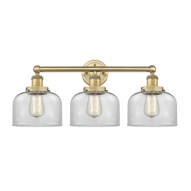 Éclairage pour meuble-lavabo à 3 lumières à intensité variable Raykwan, Transparent, Laiton brossé