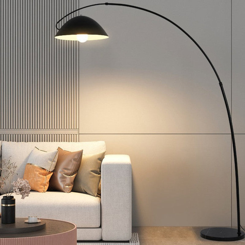  Lampe sur pied en arche avec base en marbre Sonata | Bras courbé et lueur chaude 3000K | Éclairage élégant