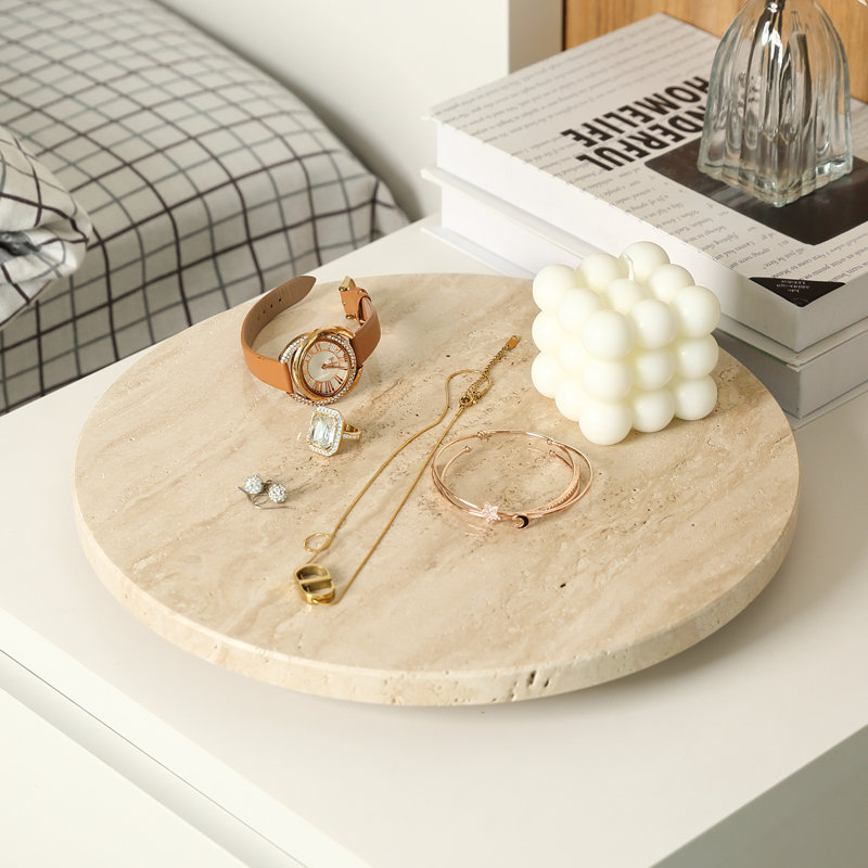 Plateau rond en marbre naturel Guein