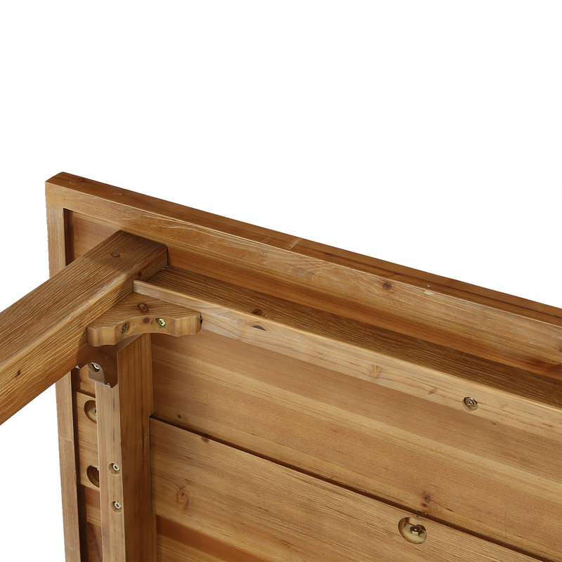 Table de salle à manger en bois massif de 63 pouces pour 4-6 avec barre de pieds