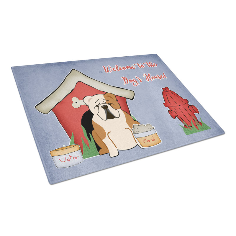 Planche à découper en verre trésors de caroline française bouledogue Dog House, Fauve / blanc