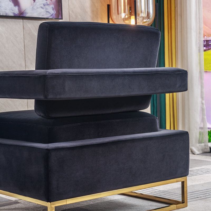 Teagann Upholstered Armchair, Black Velvet
