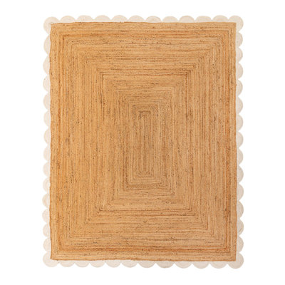 Solid Scallop Braided Jute Rug