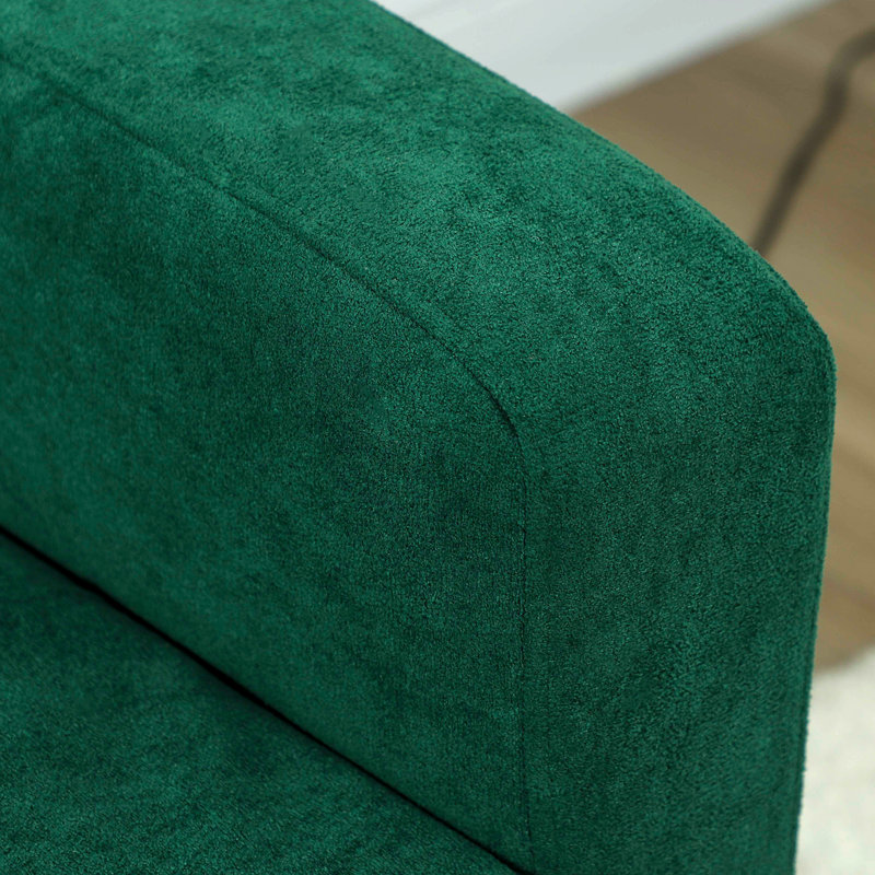 Solid Wood Polyester Loveseat, Green