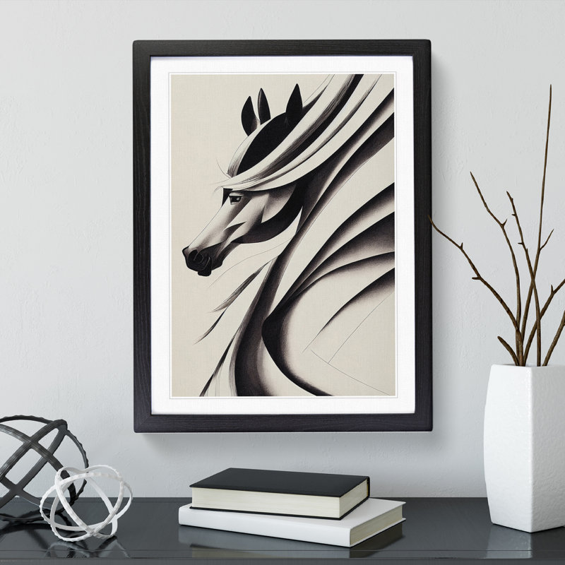 Artful Horse - Single Picture Frame Print, Black Framed, 64cm H x 46cm W x 2cm D