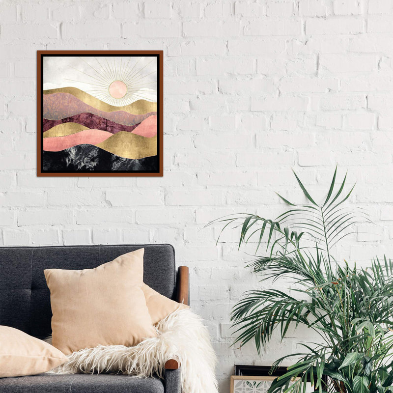 « rosé sun » par spacefrog designs-print, H 26 po x l 26 po x P 1,5 po, Toile avec cadre en bois brun