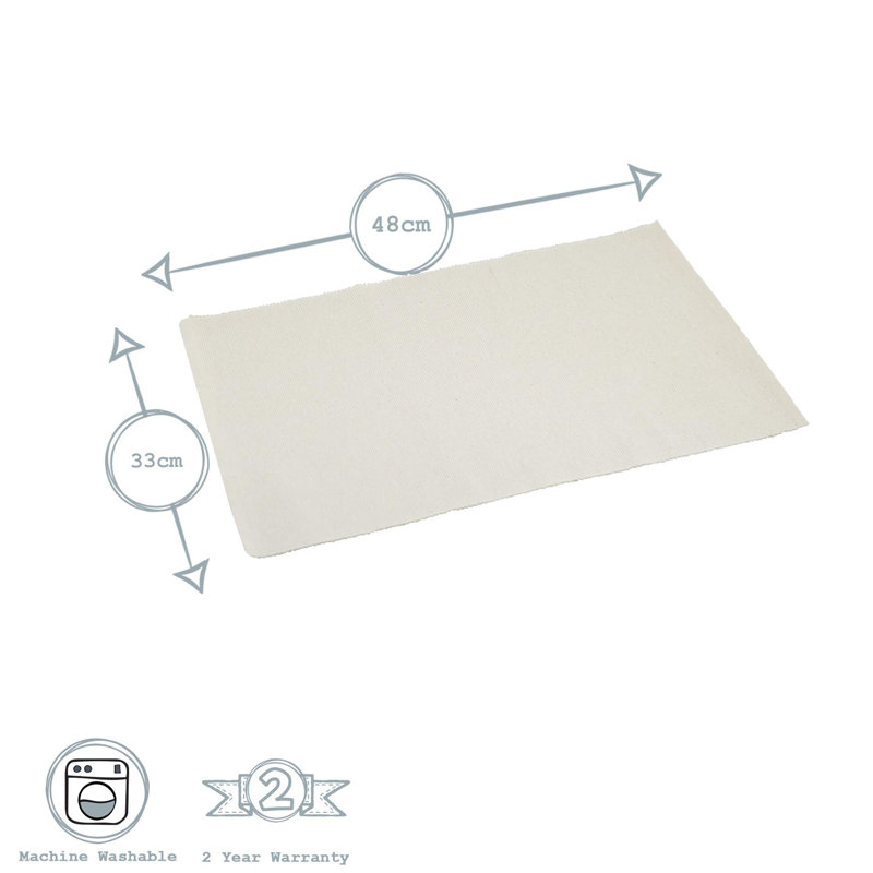Nicola Spring - Ribbed Cotton Placemats - 48 x 33cm, Cream