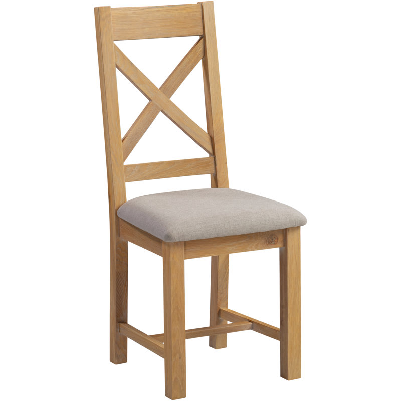 Windsor 50.5cm H Fabric Upholstered Cross Back Side Chair, Brown
