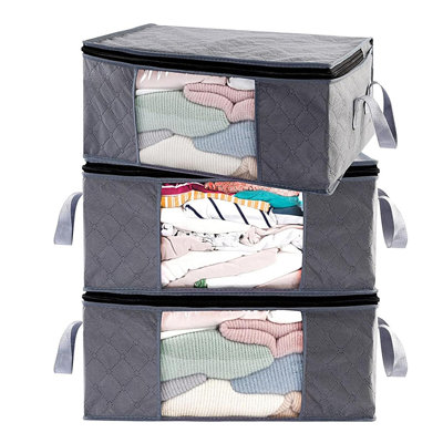 3Pcs Non-Woven Folding Storage Box Quilt Storage Bag Wardrobe Clothing Storage Box Dustproof