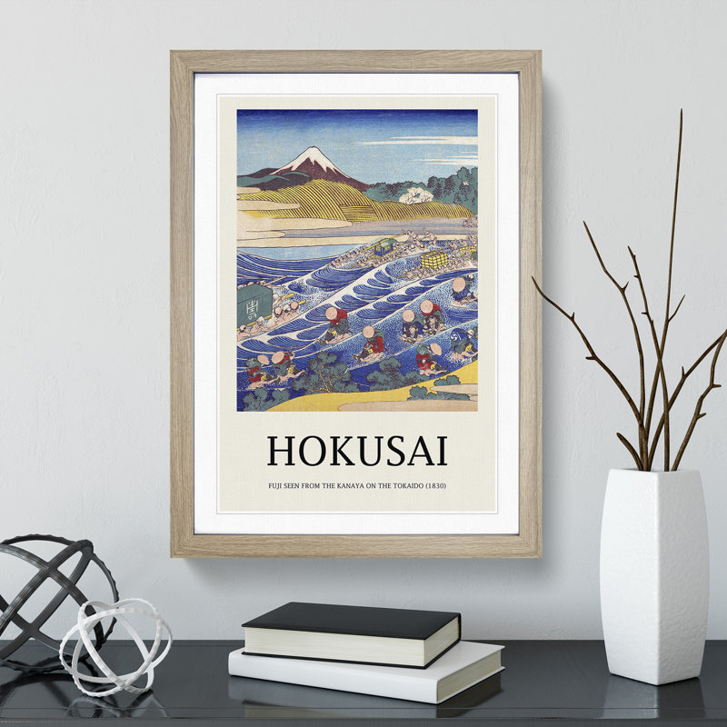 Fuji Seen From Kanaya by Katsushika Hokusai - Single Picture Frame Print, 36cm H x 27cm W x 2cm D, Oak Framed