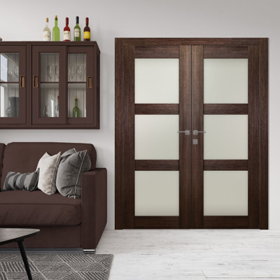 Porte standard à panneaux en bois manufacturé Avon 3 Lite