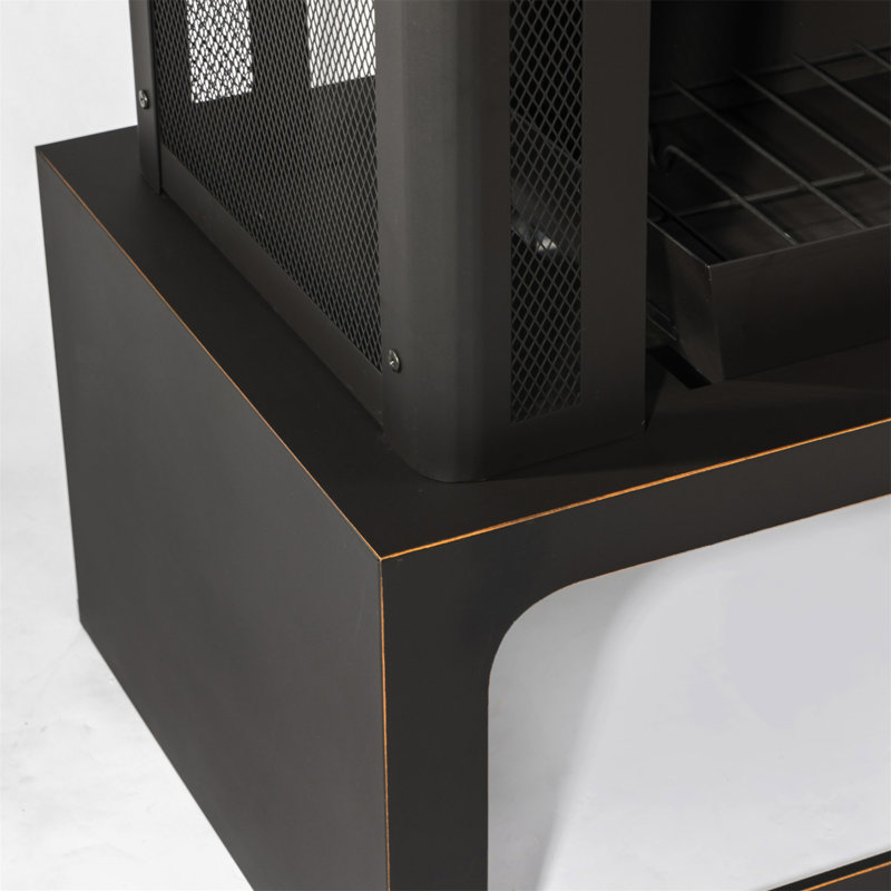 Steel Wood Outdoor Fireplace Garden Wood Burning Chimney