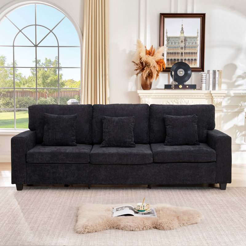 Canapé en chenille 94,49 "Comfy Cloud Couch, Noir