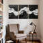 «Abstract Wave», ensemble de 3 reproductions d'art sur toile-272846552