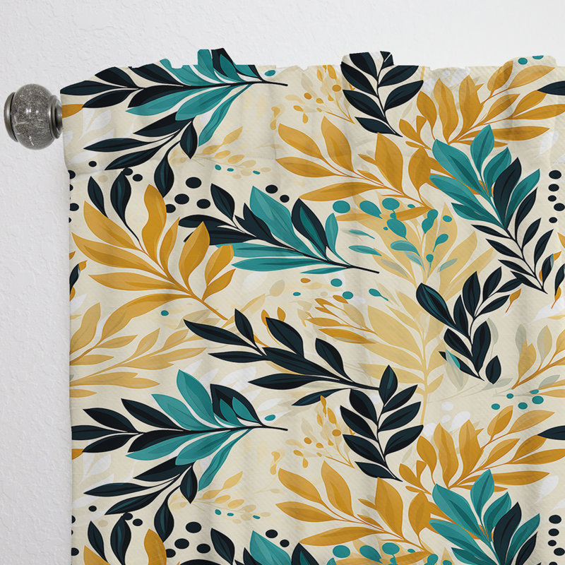 Botanique beige et vert - Rideau tropical - Velours obscurcissant - 1 panneau, L 52 po x L 90 po