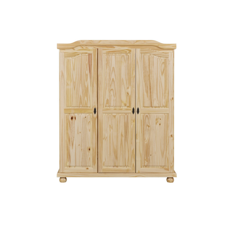 Bern Hinged Door Wardrobe - Solid pine wood, Natural