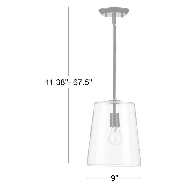 Luminaire suspendu conique à 1 lumière Selena, H 15,88 po x l 10,5 po x P 10,5 po, Argent