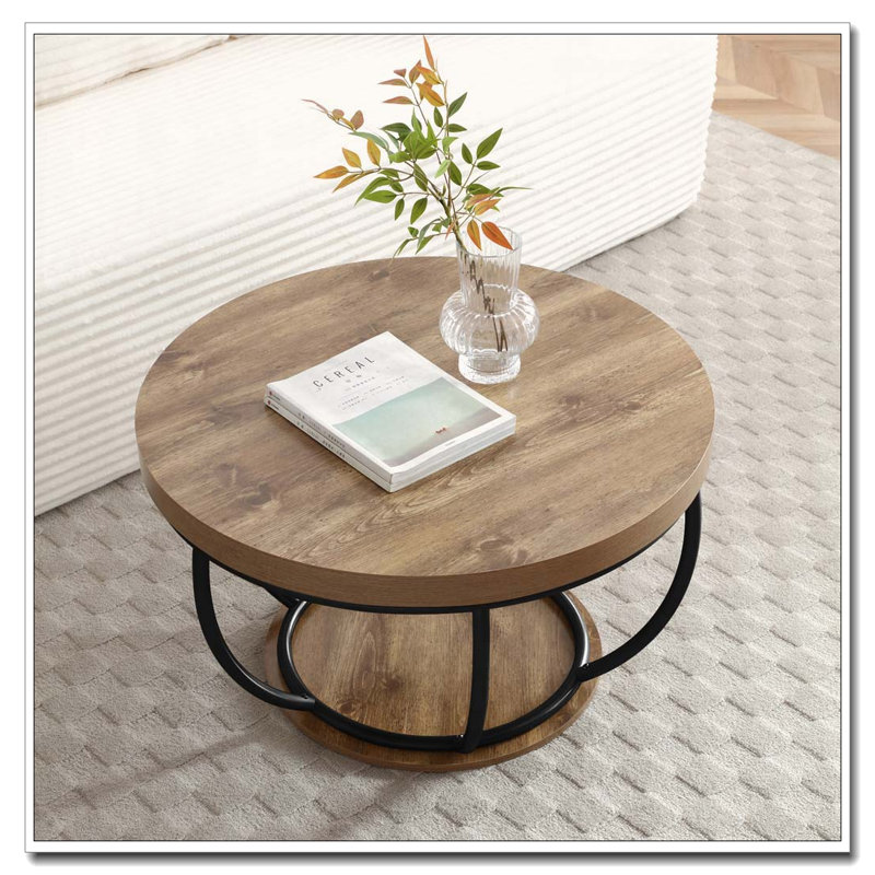 Table basse 31 po avec tablettes de rangement à 2 niveaux, Noir