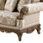 Causeuse en treillis beige et noyer
