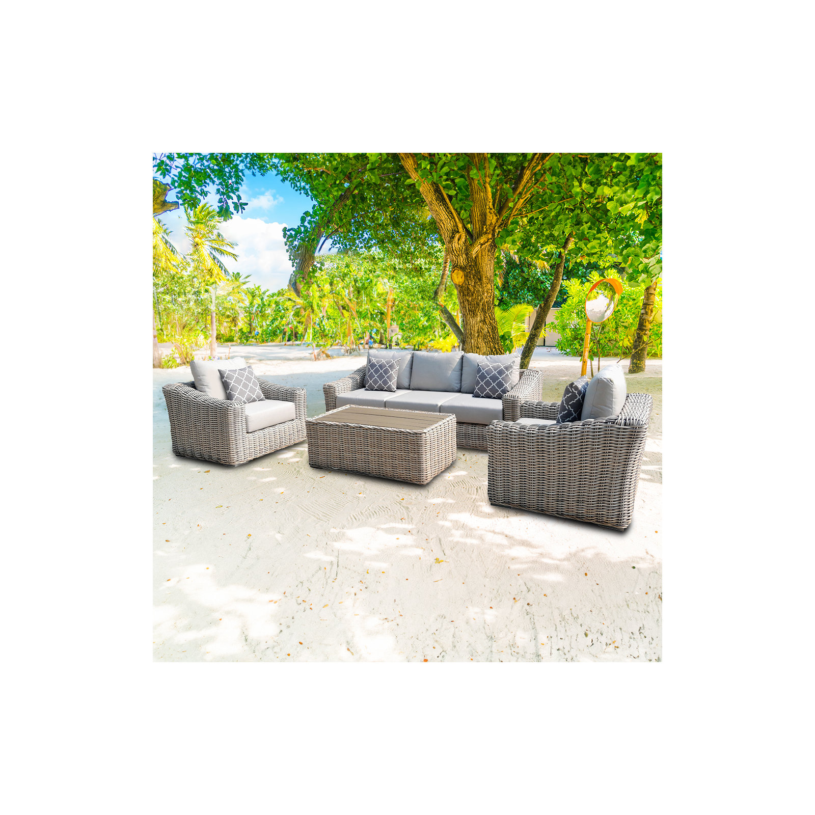 Sommer 5 - Person Patio Conversation Set with Cushions, Light Gray